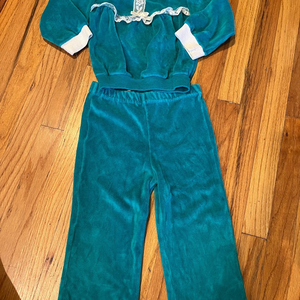 Vintage Healthtex Turquoise Velour Outfit